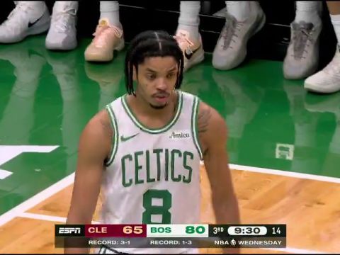 NBA常规赛：骑士vs凯尔特人第3节英文原声回放