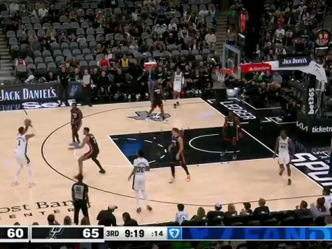 NBA常规赛：热火vs马刺第3节英文原声回放