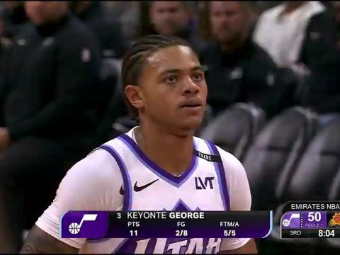 NBA杯小组赛西部A组：爵士vs太阳第3节英文原声回放