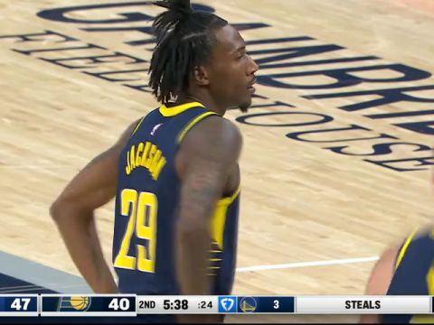 NBA常规赛：勇士vs步行者第2节英文原声回放