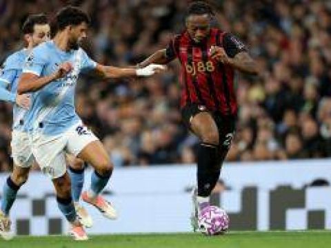 [咪咕全场集锦]升至第2！曼城3-1伯恩茅斯距榜首6分 哈兰德单刀双响谢尔基两助攻