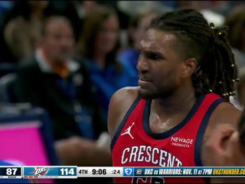 NBA常规赛：鹈鹕vs雷霆第4节英文原声回放