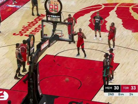 NBA常规赛：灰熊vs猛龙第2节英文原声回放