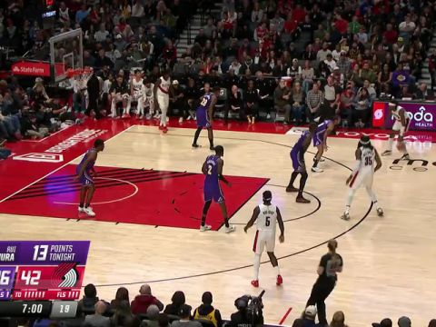 湖人vs开拓者第2节英文原声回放