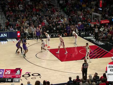 湖人vs开拓者第1节英文原声回放