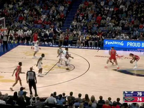 NBA常规赛：黄蜂vs鹈鹕第3节英文原声回放