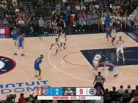 NBA常规赛：雷霆vs快船第1节英文原声回放