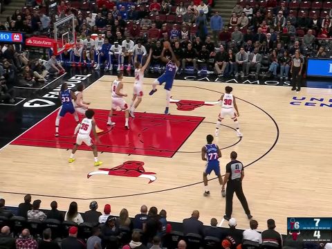 恩比德vs公牛集锦 拿下20+6下半场迷失效率欠佳