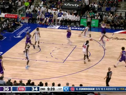 NBA常规赛：爵士vs活塞第2节英文原声回放