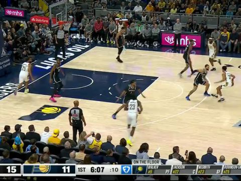 NBA常规赛：篮网vs步行者第1节英文原声回放