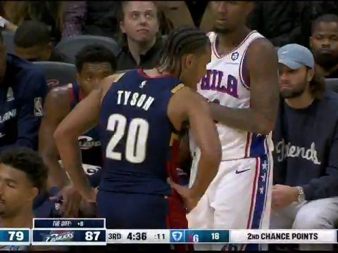 NBA常规赛：76人vs骑士第3节英文原声回放