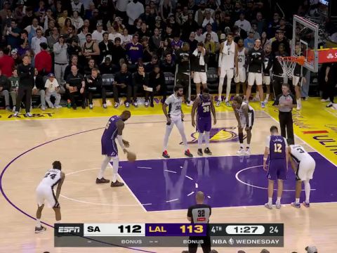 NBA常规赛：马刺vs湖人第4节中文解说回放