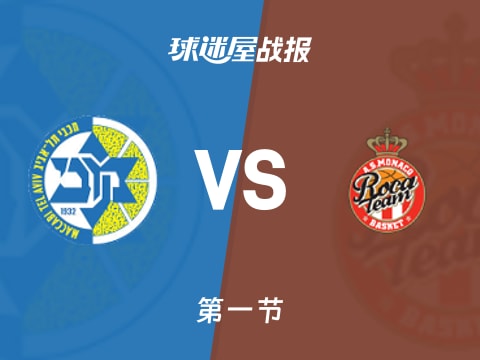 欧篮联常规赛：第一节完，特拉维夫马卡比以26-22领先摩纳哥，索金7+1