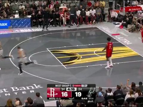 NBA杯小组赛西部C组：火箭vs马刺第1节英文原声回放