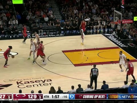 开拓者vs热火第4节英文原声回放