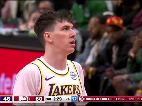 NBA常规赛：湖人vs老鹰第2节英文原声回放