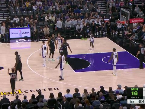 NBA常规赛：森林狼vs国王第1节中文解说回放