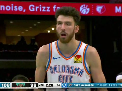 NBA常规赛：雷霆vs灰熊第4节中文解说回放