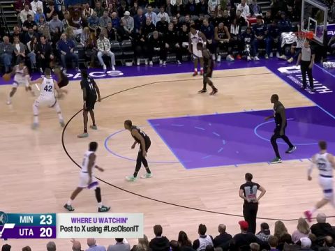 NBA常规赛：森林狼vs爵士第1节中文解说回放