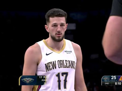 NBA常规赛：鹈鹕vs太阳第2节英文原声回放