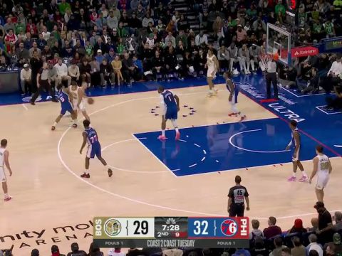 NBA常规赛：凯尔特人vs76人第2节中文解说回放