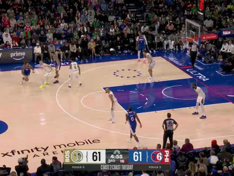 NBA常规赛：凯尔特人vs76人第3节英文原声回放