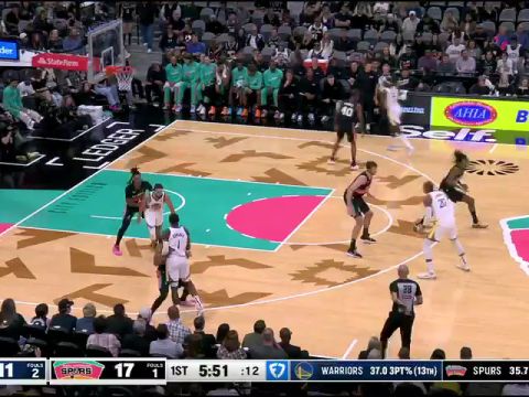 NBA常规赛：勇士vs马刺第1节英文原声回放