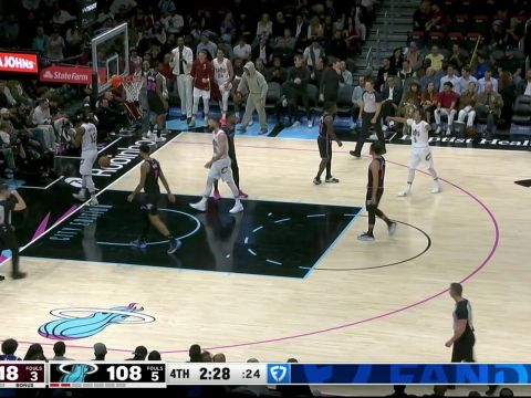 艾伦vs热火集锦 全场轰下30+10助骑士客场取胜