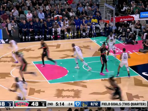 NBA常规赛：勇士vs马刺第2节中文解说回放