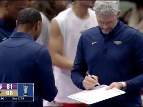 湖人vs鹈鹕第3节英文原声回放