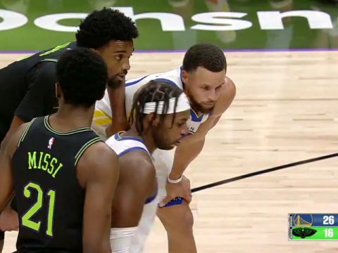 NBA常规赛：勇士vs鹈鹕第1节英文原声回放