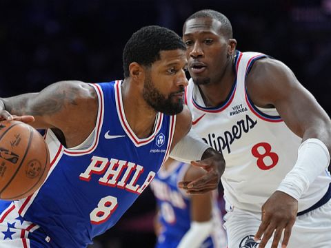 保罗-乔治vs快船集锦 伤愈复出赛季首秀贡献9+7上演大帽哈登