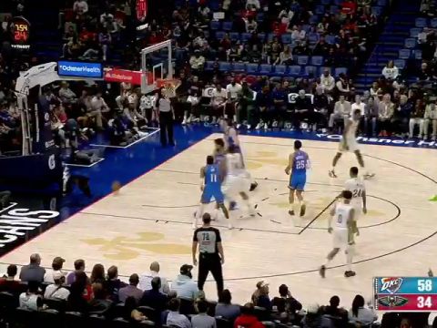 NBA常规赛：雷霆vs鹈鹕第2节中文解说回放