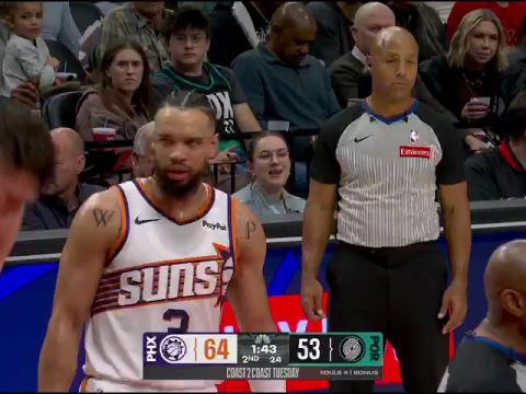 NBA常规赛：太阳vs开拓者第2节英文原声回放