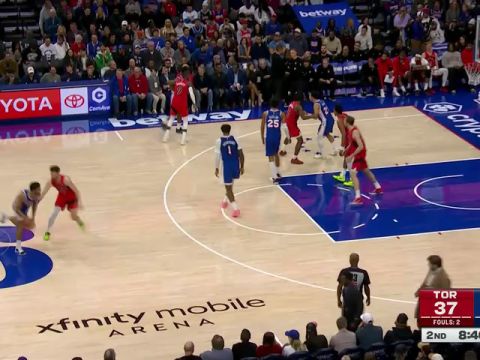 NBA常规赛：猛龙vs76人第2节英文原声回放