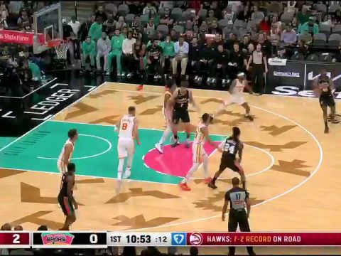 NBA常规赛：老鹰vs马刺第1节英文原声回放