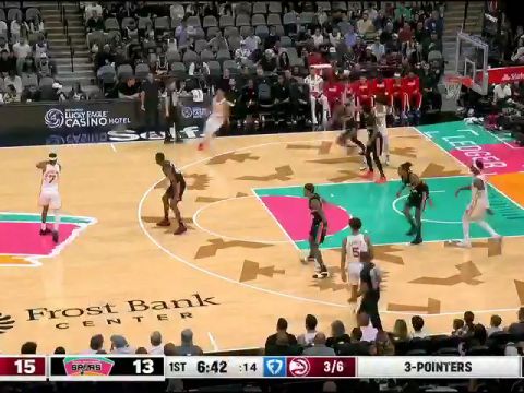 NBA常规赛：老鹰vs马刺第1节中文解说回放