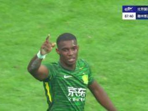 [进球视频]大四喜+中超金靴预定！国安法比奥突入禁区小角度爆射破门！