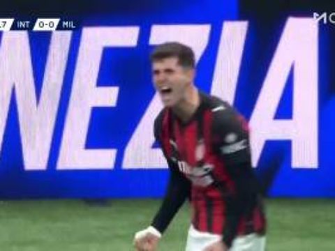 [进球视频] 米兰1-0领先国米！萨56反击远射被扑，普利西奇跟进补射破门！