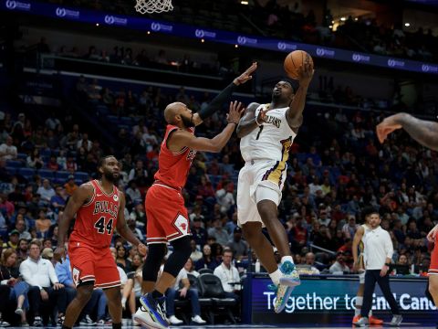 公牛vs鹈鹕精华回放 锡安29分鹈鹕八人得分上双成功击退公牛