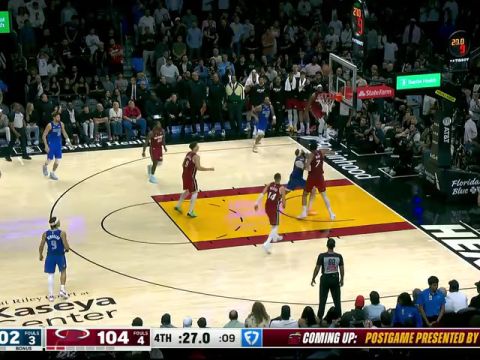 NBA常规赛：独行侠vs热火第4节英文原声回放