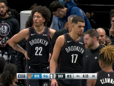 NBA常规赛：尼克斯vs篮网第4节英文原声回放