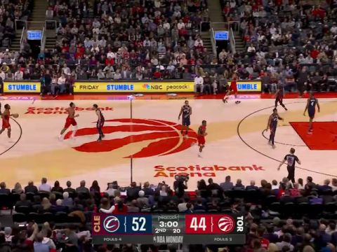 骑士vs猛龙第2节英文原声回放