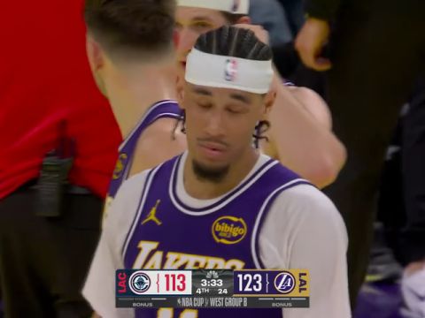 NBA杯小组赛西部B组：快船vs湖人第4节英文原声回放