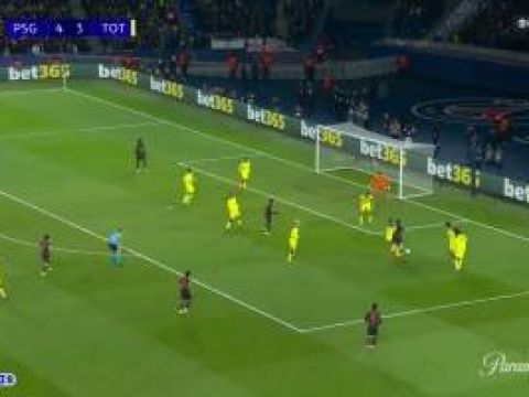 [进球视频]停不下来！维蒂尼亚造点+点射完成帽子戏法！巴黎5-3领先热刺！