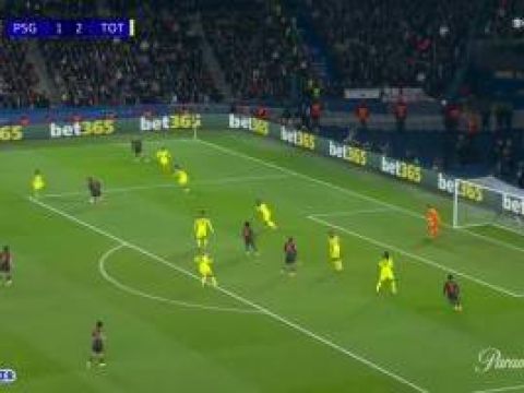 [进球视频]世界波双响！维蒂尼亚远射破门，巴黎2-2再次扳平热刺！