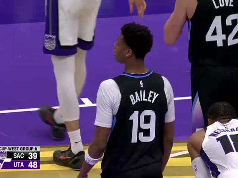 NBA杯小组赛西部A组：国王vs爵士第2节英文原声回放