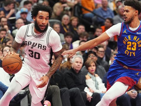 尚帕尼vs掘金集锦 全场拿下25分10篮板两双数据为球队提供火力支援