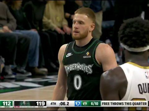 NBA常规赛：凯尔特人vs森林狼第4节英文原声回放