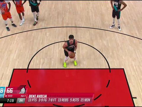 雷霆vs开拓者第3节英文原声回放